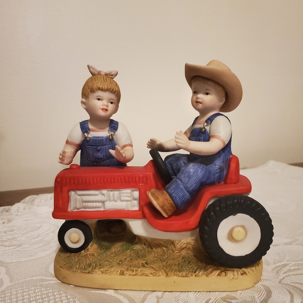 Homco Denim Days Figurine #1525 First Tractor